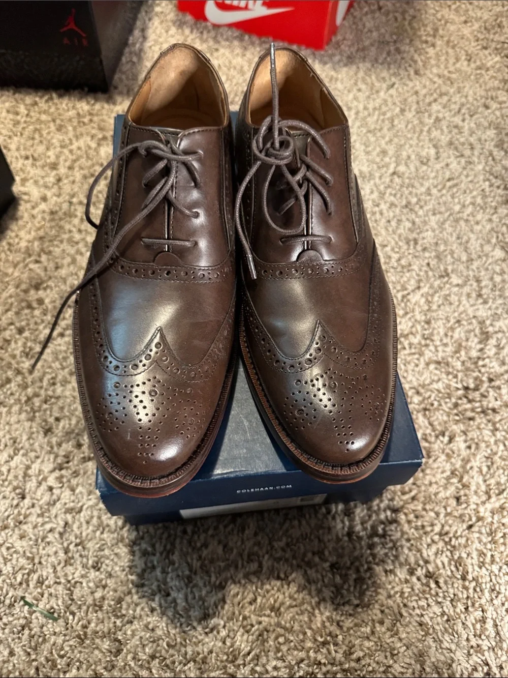 Cole Haan Dark Brown Leather Wingtip Oxfords